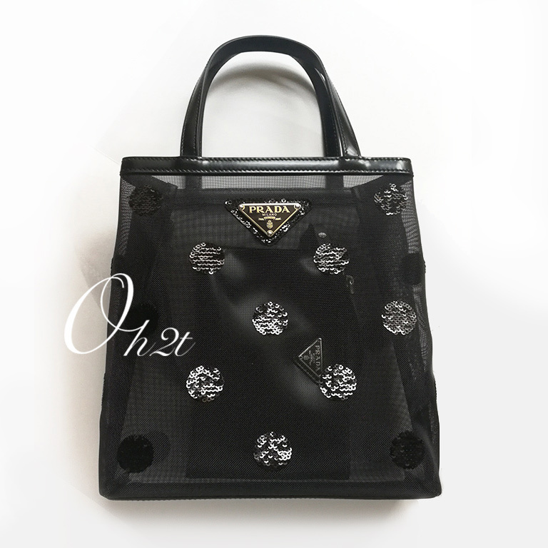 16060374918519919773432460_1 【高品質】PRADA スモール ポルカドット メッシュ トートバッグ - 画像 (1)