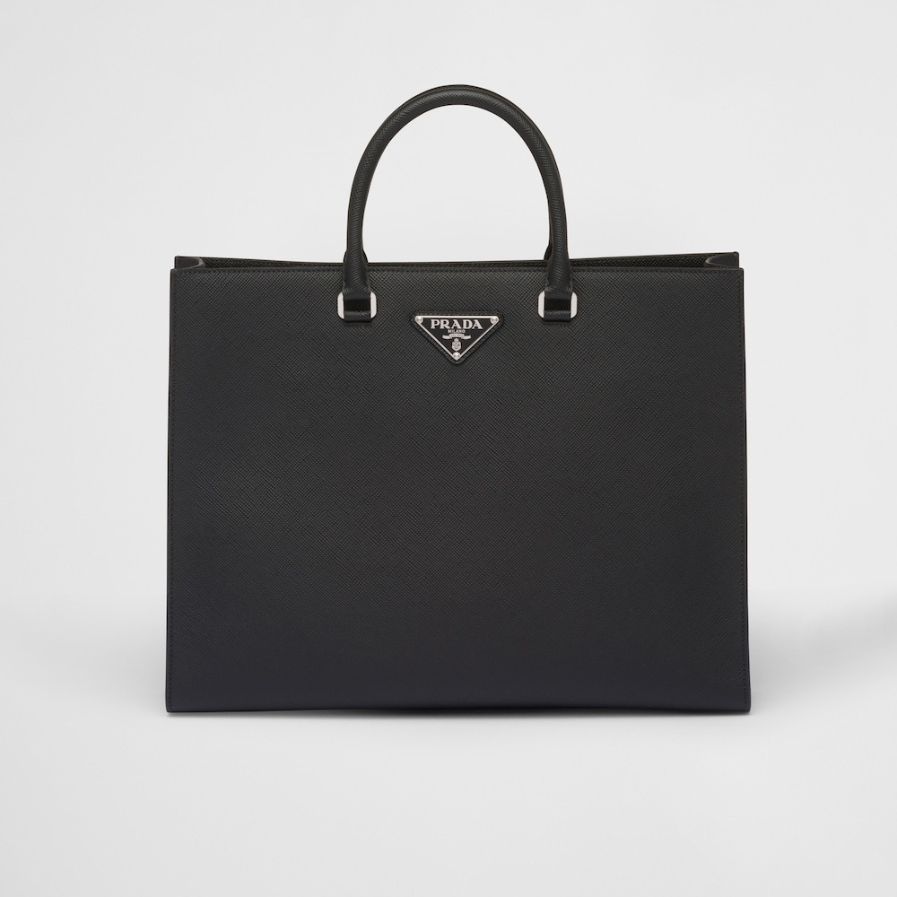 16060374934224736354002460_1 【高品質】★PRADA直営店★ブラック サフィアーノレザー トートバッグ - 画像 (1)