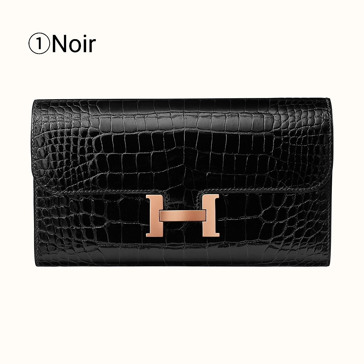 16060374935887022910002460_1 【高品質】【HERMES】Constance long wallet アリゲーター ノワー - 画像 (1)