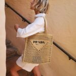 PRADA プラダ ロゴかぎ針編みトートバッグ