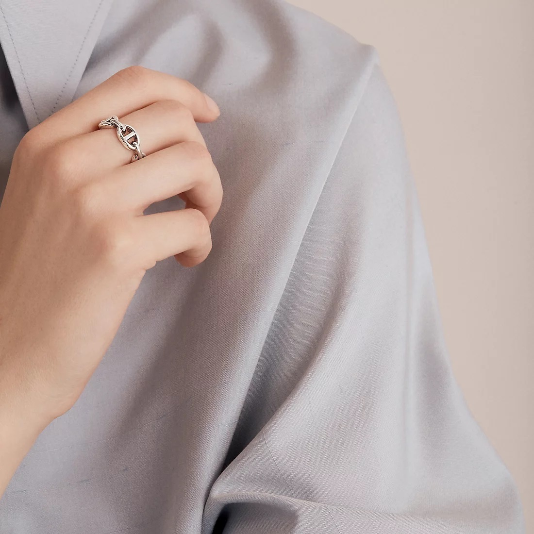 16061312653141116385401820_1 「プレゼント用ラッピング無料対応!」 HERMES エルメス アンシェネ リング 指輪 ジュエリー - 画像 (1)