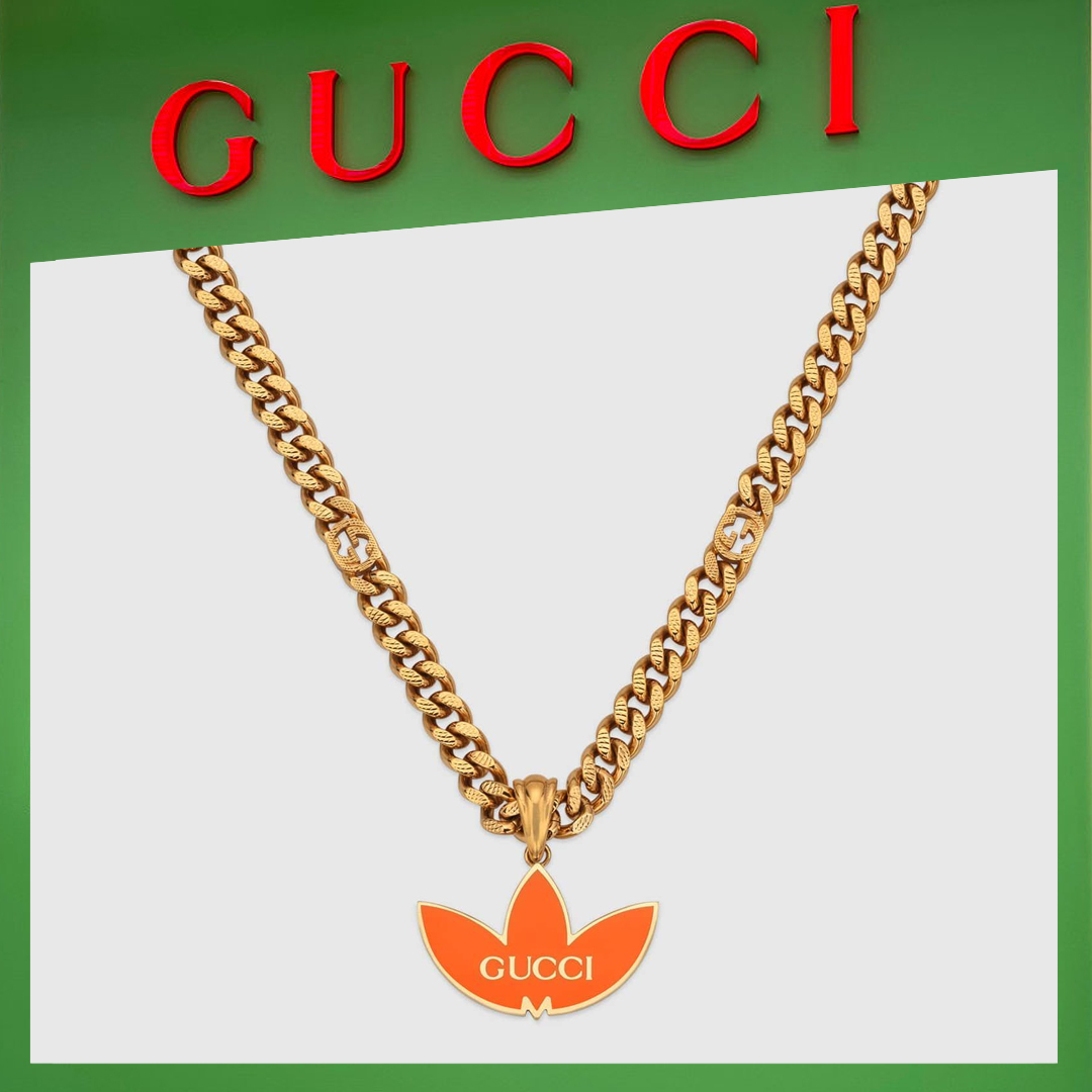 16062054584925067746021820_1 【高品質】【国内発送/直営店】adidas x Gucci トレフォイル ペンダント付き ゴルメットネックレス - 画像 (1)