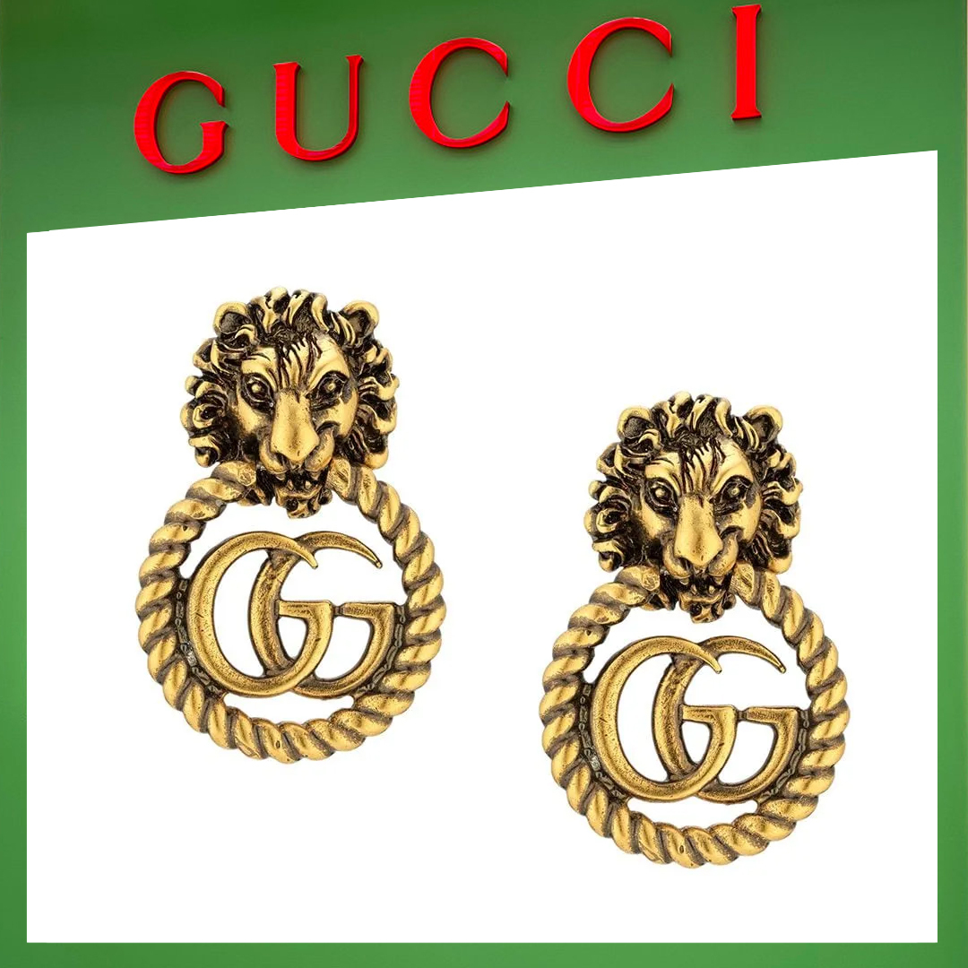 16062054584998048635941820_1 【高品質】【国内発送/直営店】ライオンヘッド イヤリング - 画像 (1)