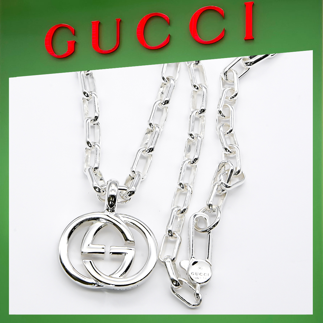 16062054585041333853371820_1 【高品質】【国内発送/直営店】ネックレス グッチ メンズ インターロッキングG ペンダント シルバー - 画像 (1)