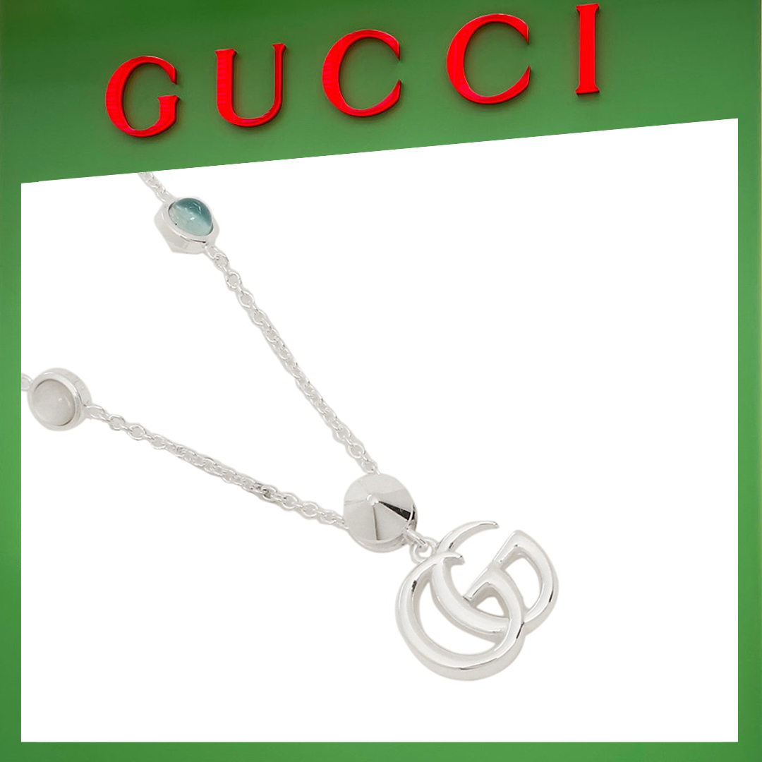 16062054585287958929951820_1 【高品質】【国内発送/直営店】グッチ ネックレス アクセサリー ダブルG メンズ/レディース ペンダント シルバー/ブルー - 画像 (1)
