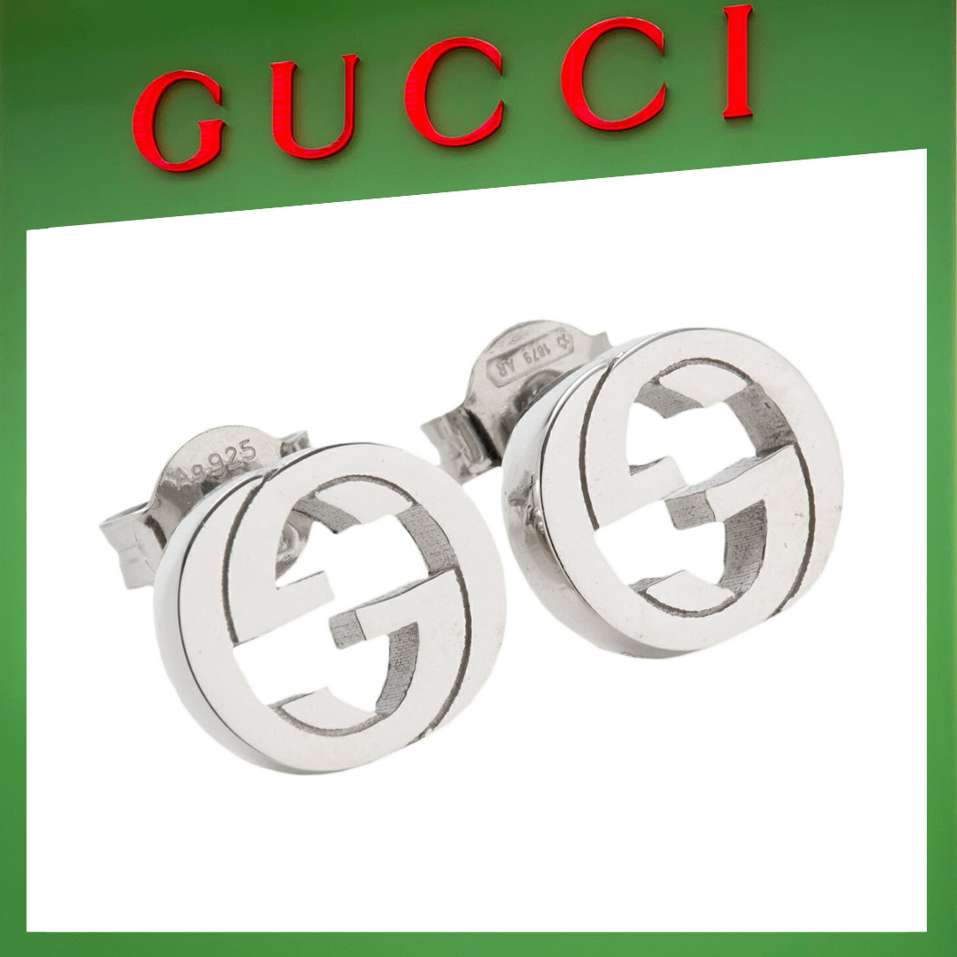 16062054585436437292991820_1 【高品質】【国内発送/直営店】レディース ピアス インターロッキングG シルバー - 画像 (1)