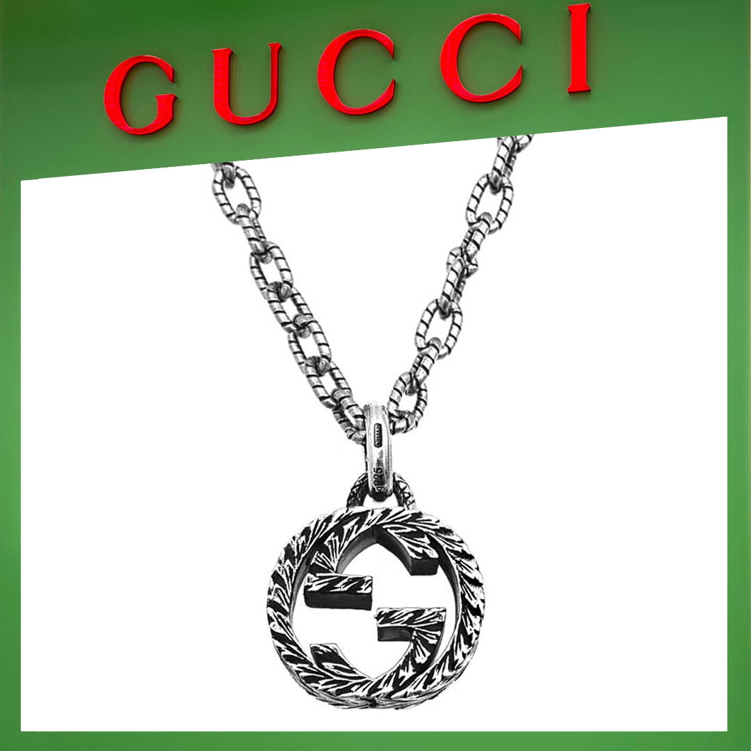 16062054585472004991061820_1 【高品質】【国内発送/直営店】鹤房汐恩着用!ネックレス グッチ メンズ インターロッキングG ペンダント シルバー - 画像 (1)