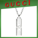 【高品質】【国内発送/直営店】ネックレス グッチ メンズ・レディース  ノット プレート ロングペンダント シルバー