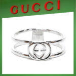 【高品質】【国内発送/直営店】グッチ メンズ・レディース リング インターロッキングG シンオープンバンド シルバー 指輪