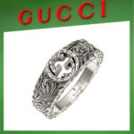 【高品質】【国内発送/直営店】グッチ リング メンズ・レディース インターロッキングG 彫銀風 シルバーリング シルバー 指輪