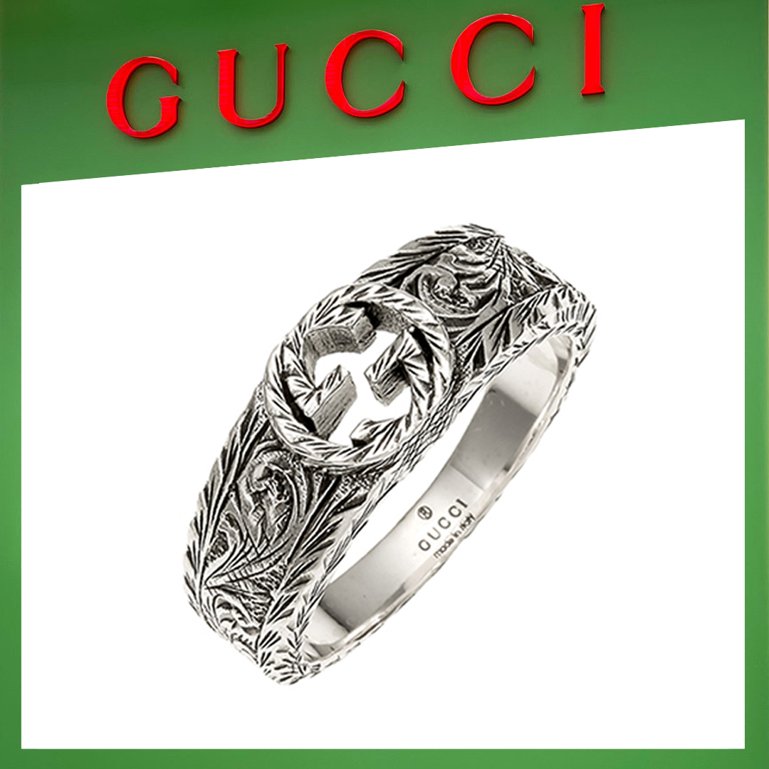 16062054585689941028161820_1 【高品質】【国内発送/直営店】グッチ リング メンズ・レディース インターロッキングG 彫銀風 シルバーリング シルバー 指輪 - 画像 (1)