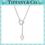 【 ティファニー】【国内発送/直営店】オープン ハート ラリアット ネックレス シルバーにパールをセッティング、7.5〜8mm