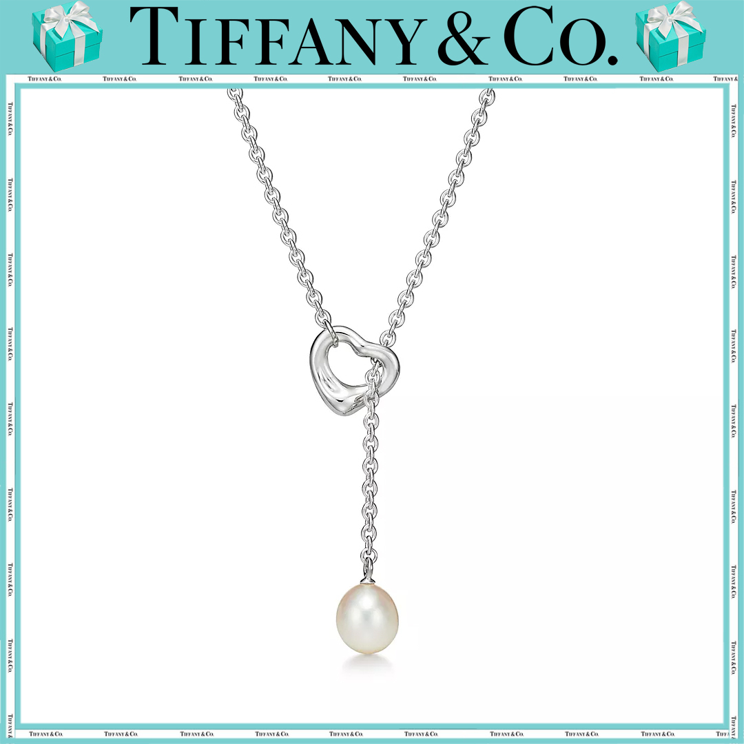 16062054586459847475121820_1 【 ティファニー】【国内発送/直営店】オープン ハート ラリアット ネックレス シルバーにパールをセッティング、7.5〜8mm - 画像 (1)