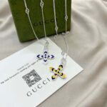 【高品質】【国内発送/直営店】グッチ GUCCI  チェーンネックレス インターロッキングG十字架プレート エナメルブラックドッグタグ