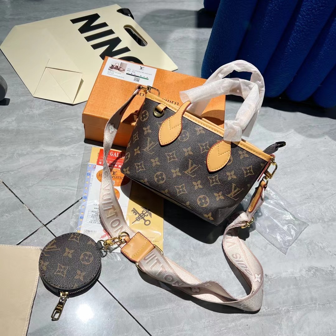 16066186056286871310831820_1 【高品質】LOUIS VUITTON ネヴァーフルBB トートバッグ ブラウン 開閉式 調節可能 ポーチ付き - 画像 (1)