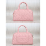【高品質】CHANEL シャネル ミニボストンバッグ  キャビアスキン 　ピンク ブラック