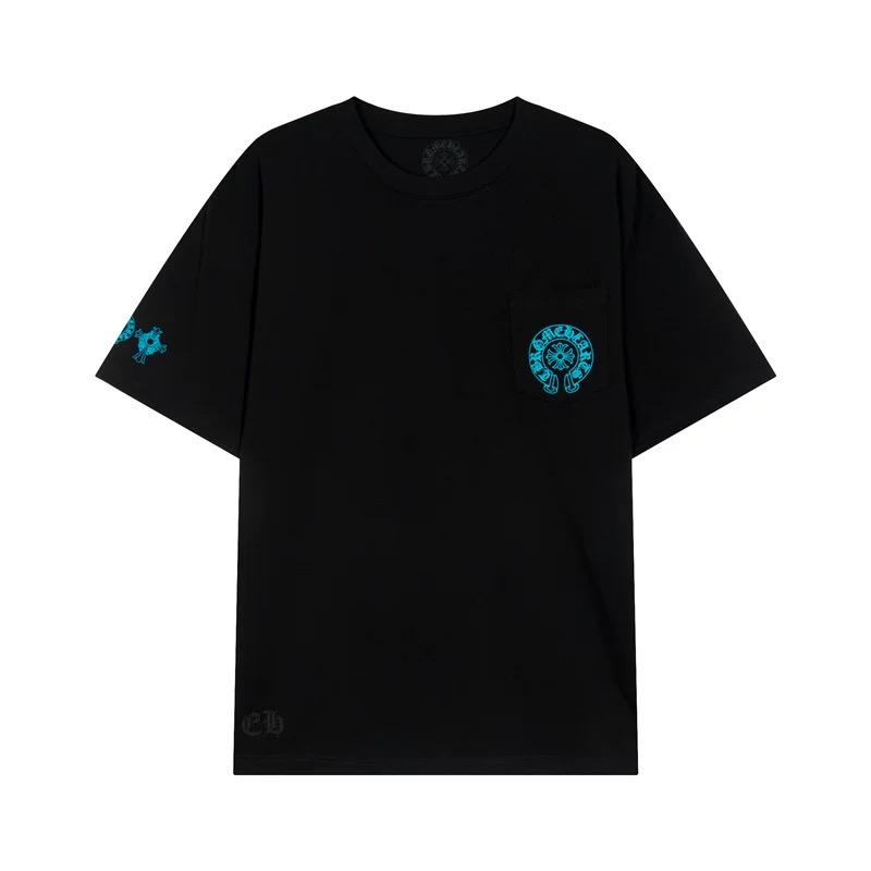 16069738619207562476821820_1 【Chrome Hearts】クロムハーツ Tシャツ ブルー十字架柄 ユニセックス ゆったり半袖 - 画像 (1)