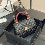 希少 CHANEL/シャネル ココハンドル バッグ チェーン キャビア 24cm