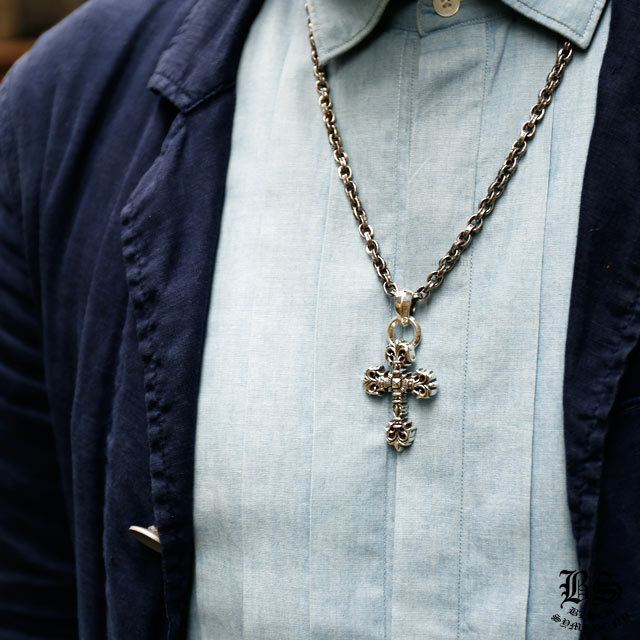 16070895530242429470191820_1 クロムハーツ フィリグリークロスペンダント XS with ベイル&ペーパーチェーンネックレス20インチセット - 画像 (1)