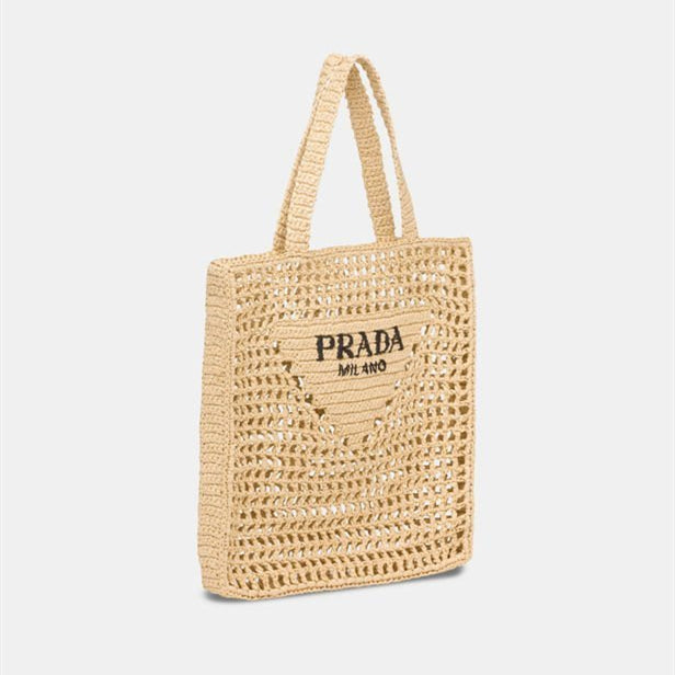 16071857034396442762151820_1 【PRADA】Raffia tote bag ロゴ ラフィア トートバッグ 2022SS新作 - 画像 (1)