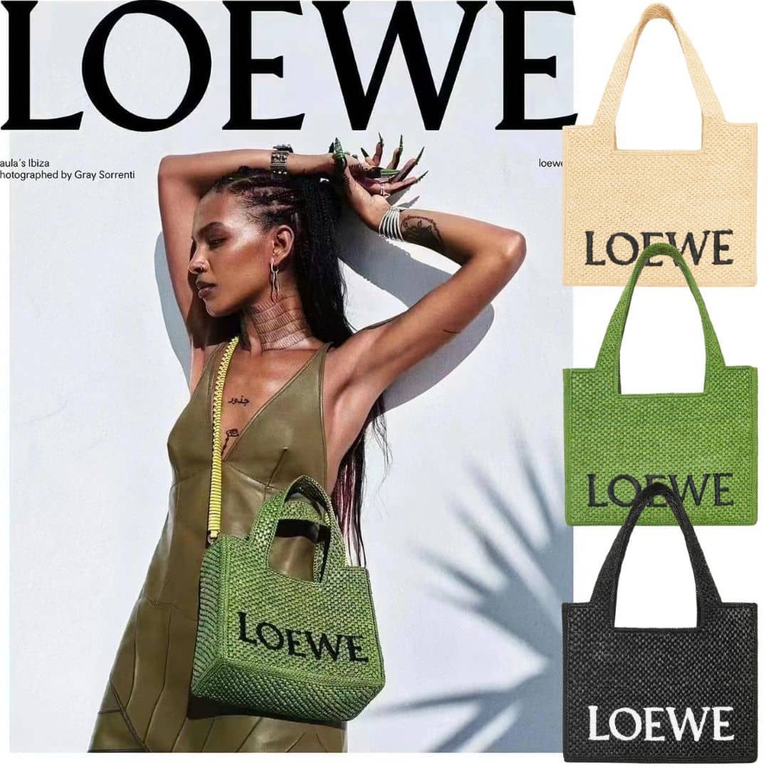16071870299105140432861820_1 【LOEWE】ロエベ🔥バスケットバッグの最新作が登場!「MORE」雑誌掲載❤️本田 翼さんが推す!★Paula's ロゴ刺繍ラフィア トートバッグ - 画像 (1)