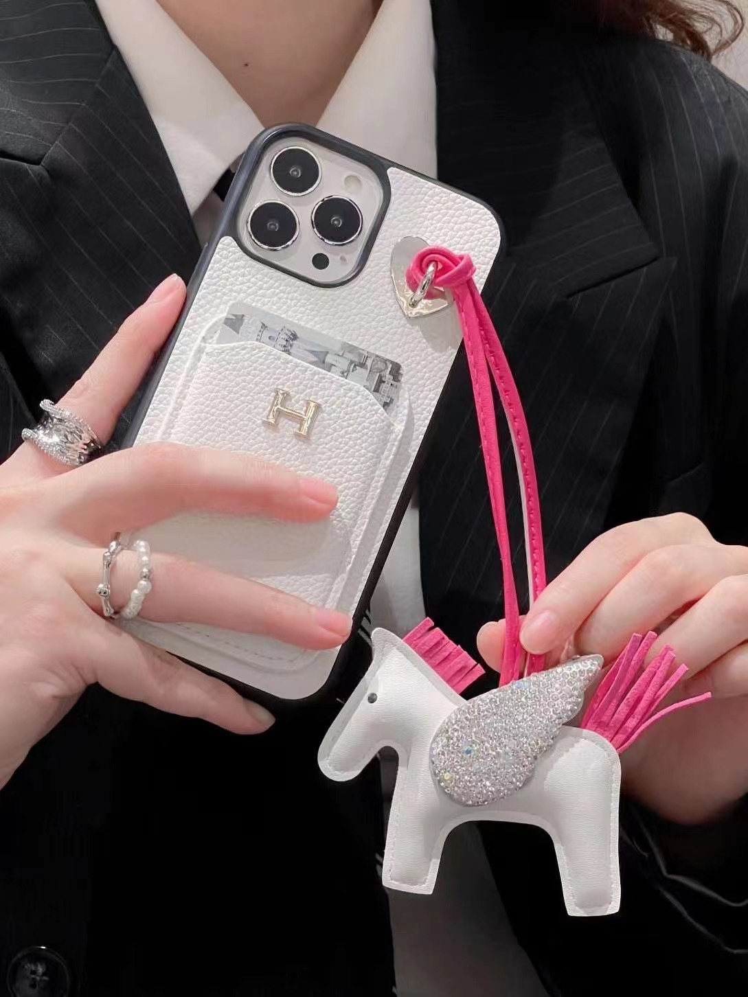 16071872467329622138751820_1 【HERMES】エルメス ホワイト 電話ケース zm - 画像 (1)