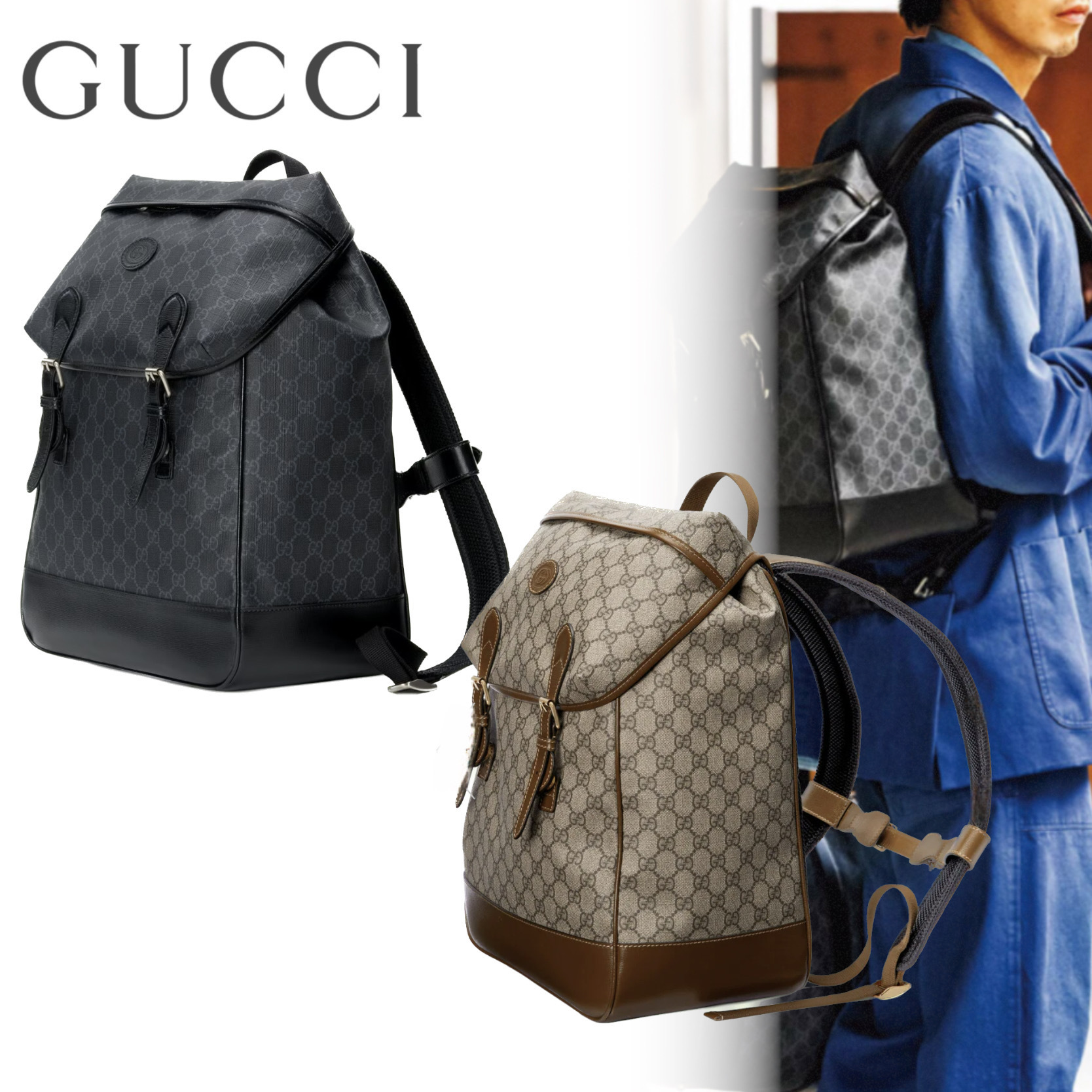 16071873502210212524391820_1 大人気♪【GUCCI】グッチ インターロッキングG ミディアム バックパック - 画像 (1)