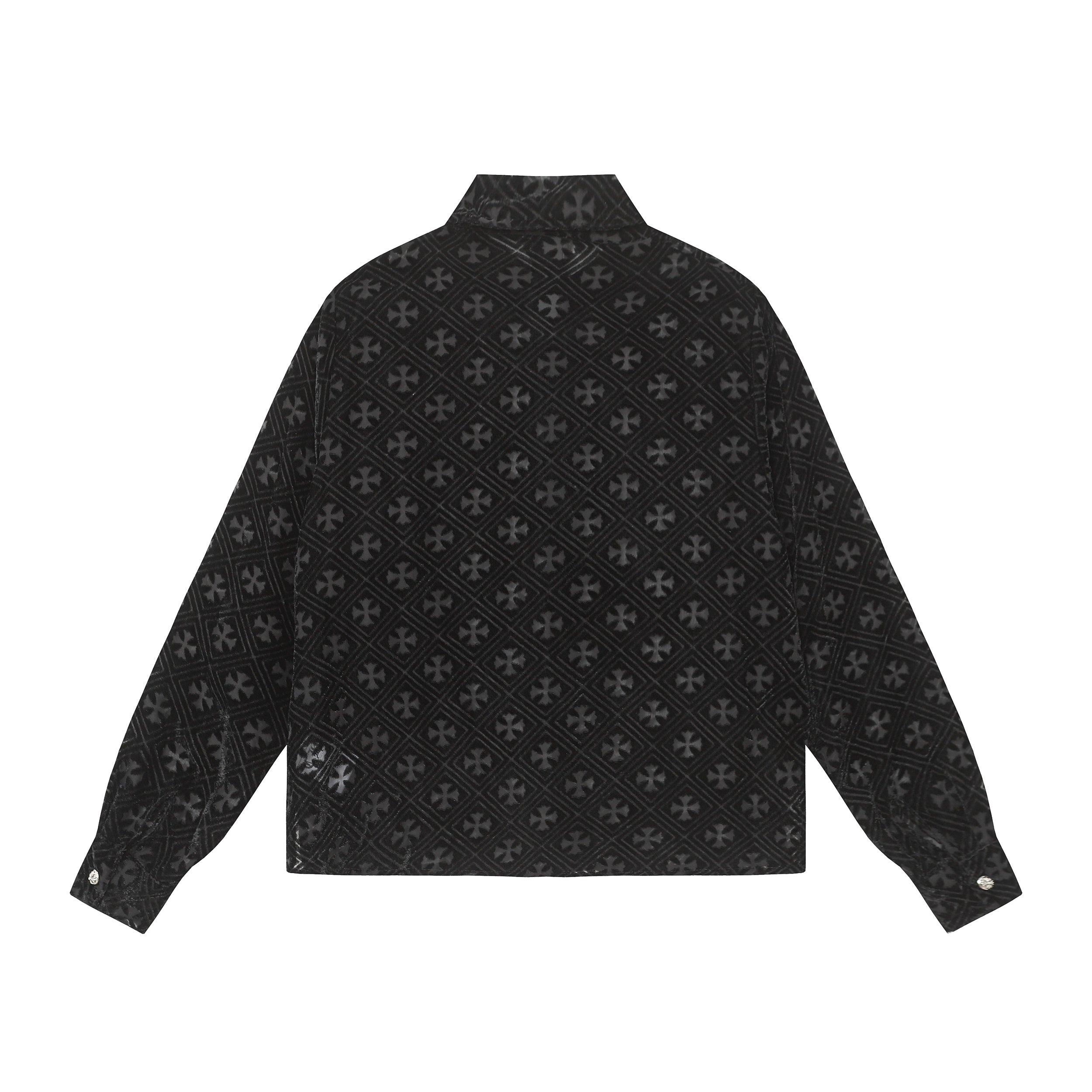 16071917073120831757751820_1 【Chrome Hearts】クロムハーツ クロス ブラックベルベット Tシャツ - 画像 (1)