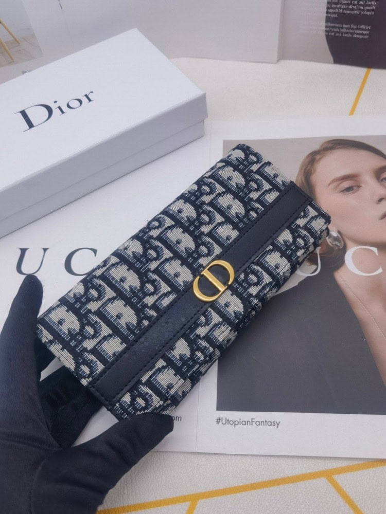 【AT10142】ディオールオブリーク柄長財布 - 高級牛革素材と金属ロゴバックル付き | Dior Paris