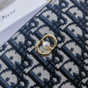【AT10150】Dior（ディオール）の高級Obliqueプリントレザーウォレット - エレガントな青灰色デザイン、多機能カードスロット付き | Christian Dior