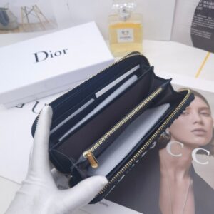 【AT10150】Dior（ディオール）の高級Obliqueプリントレザーウォレット - エレガントな青灰色デザイン、多機能カードスロット付き | Christian Dior
