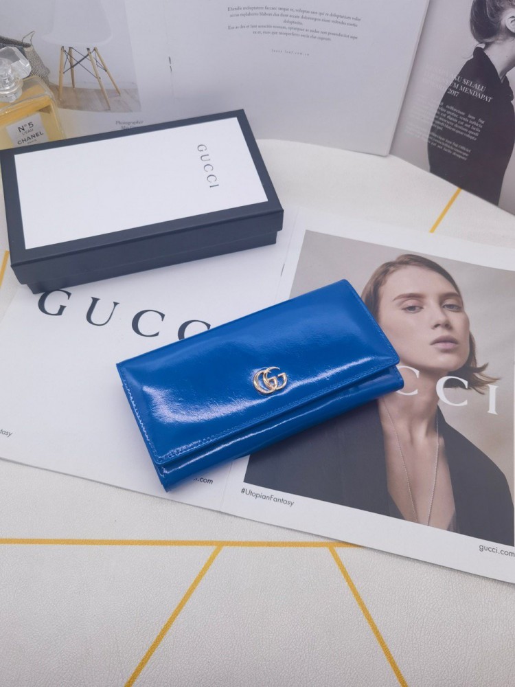 【AT10162】グッチ / Gucci 豪華なレザーウォレット 財布 貴族のためのエレガントな青色デザイン | Gucci Firenze