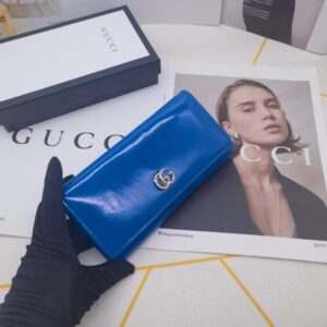 【AT10162】グッチ / Gucci 豪華なレザーウォレット 財布 貴族のためのエレガントな青色デザイン | Gucci Firenze