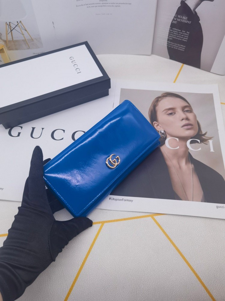 【AT10162】グッチ / Gucci 豪華なレザーウォレット 財布 貴族のためのエレガントな青色デザイン | Gucci Firenze