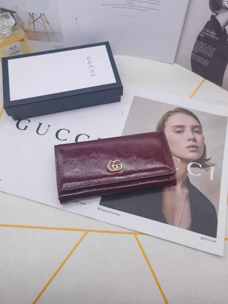 【AT10163】グッチ(Gucci) ワインレッドの牛革財布 クラシックな贅沢スタイル | Gucci Firenze