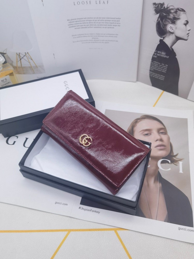 【AT10163】グッチ(Gucci) ワインレッドの牛革財布 クラシックな贅沢スタイル | Gucci Firenze