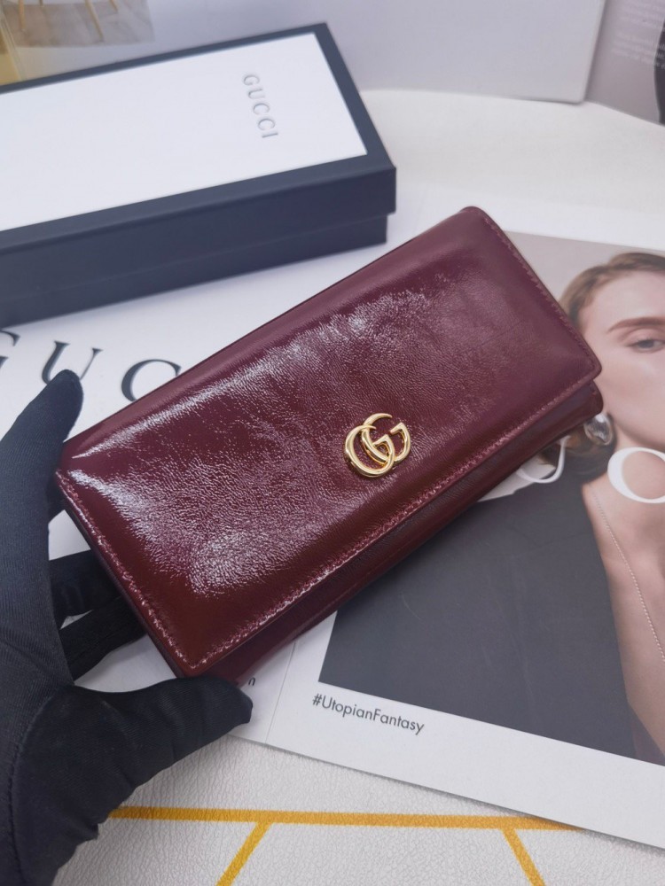 【AT10163】グッチ(Gucci) ワインレッドの牛革財布 クラシックな贅沢スタイル | Gucci Firenze