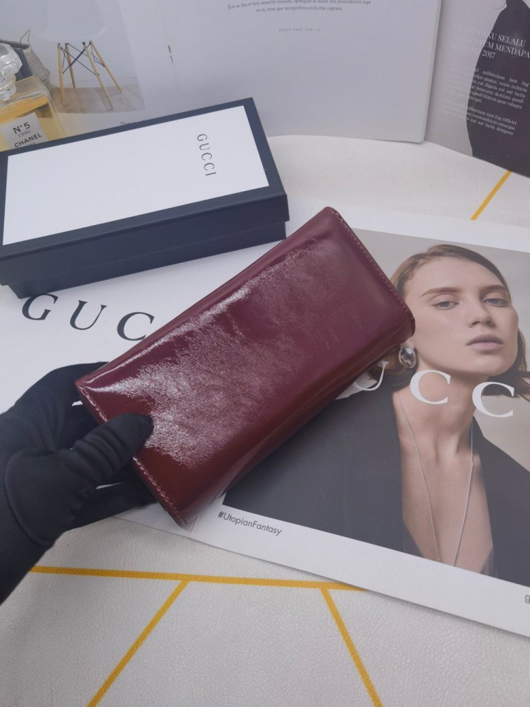 【AT10163】グッチ(Gucci) ワインレッドの牛革財布 クラシックな贅沢スタイル | Gucci Firenze