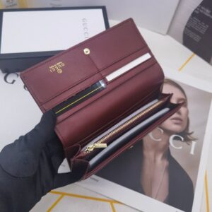【AT10163】グッチ(Gucci) ワインレッドの牛革財布 クラシックな贅沢スタイル | Gucci Firenze