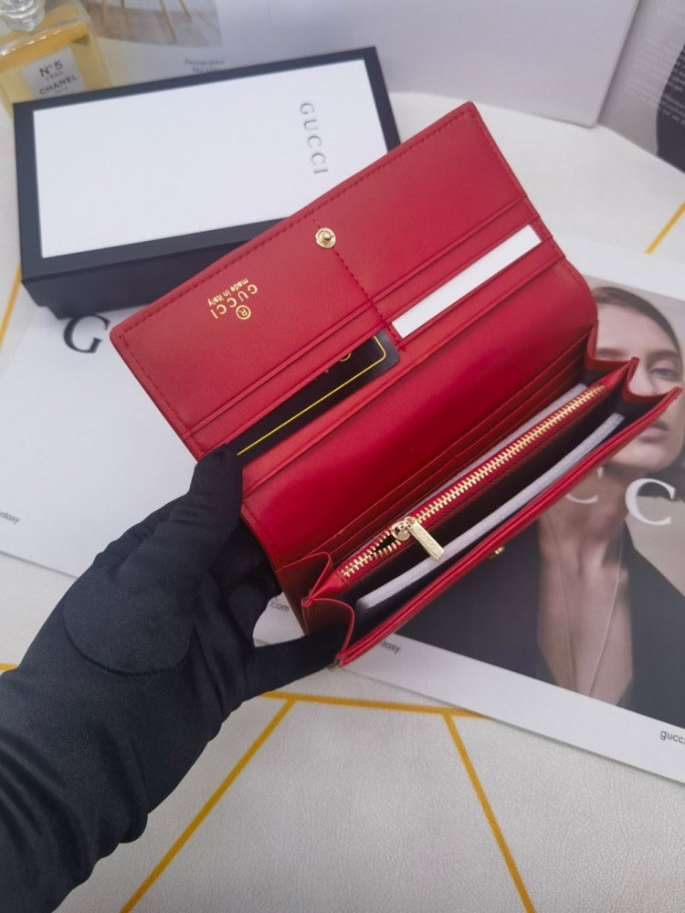 【AT10169】グッチ（Gucci）の赤色シリーズ クラシックな折りたたみ財布 | Gucci Firenze