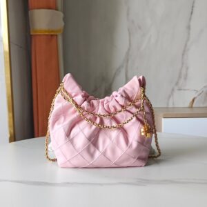 【AT10195】エレガントなピンク色のクラシック菱形柄ミニハンドバッグ | Chanel