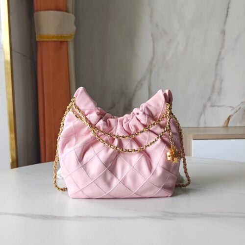 【AT10195】エレガントなピンク色のクラシック菱形柄ミニハンドバッグ | Chanel