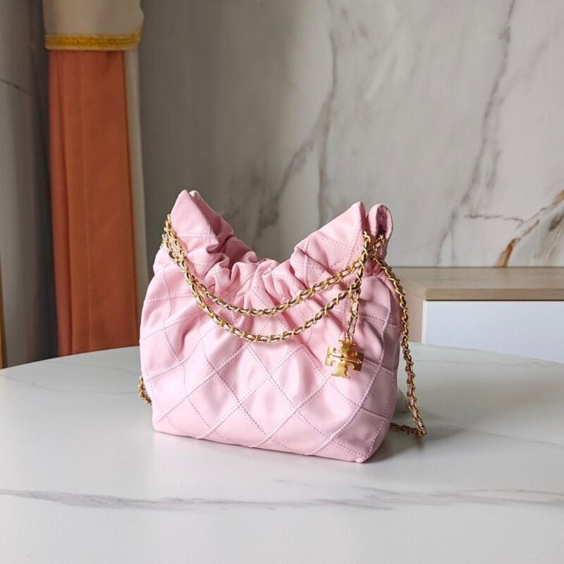 【AT10195】エレガントなピンク色のクラシック菱形柄ミニハンドバッグ | Chanel