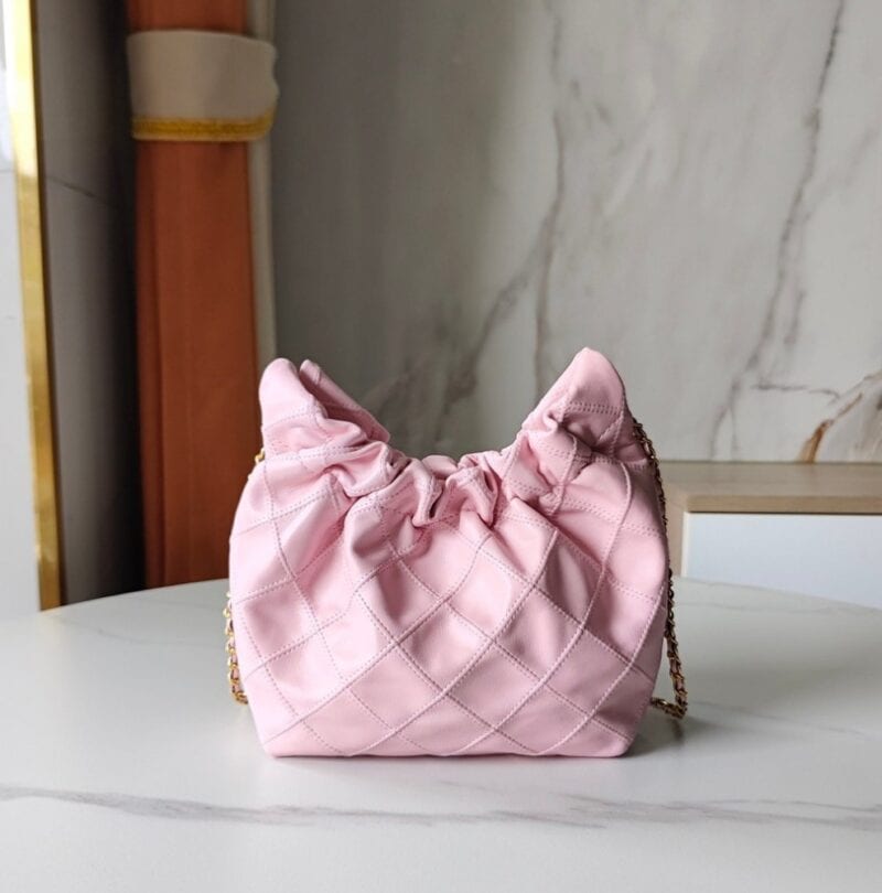 【AT10195】エレガントなピンク色のクラシック菱形柄ミニハンドバッグ | Chanel
