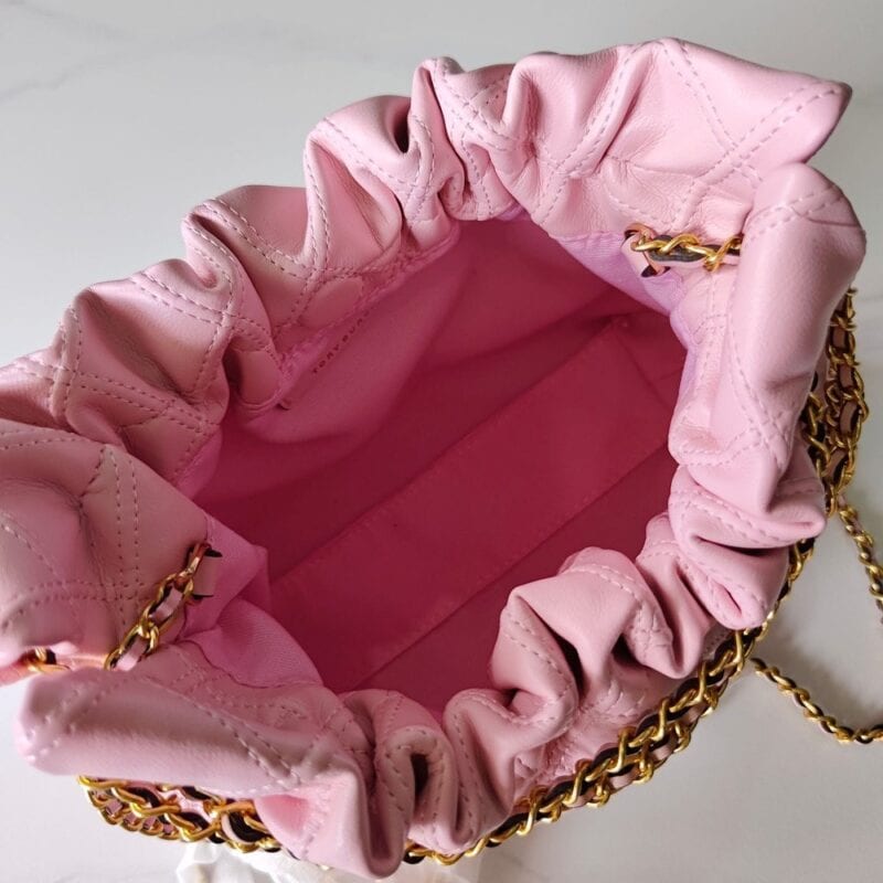 【AT10195】エレガントなピンク色のクラシック菱形柄ミニハンドバッグ | Chanel
