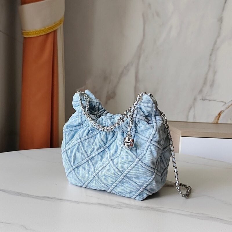 【AT10197】デニムブルーアーガイル柄ハンドバッグ -Elegance- | Chanel