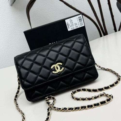 【AT10218】Chanelシリーズ ラムスキンチェーンバッグ 黒 ステッチラムスキングレイン | Chanel