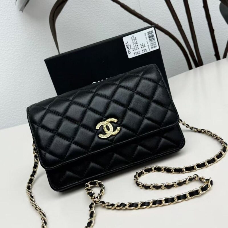 【AT10218】Chanelシリーズ ラムスキンチェーンバッグ 黒 ステッチラムスキングレイン | Chanel