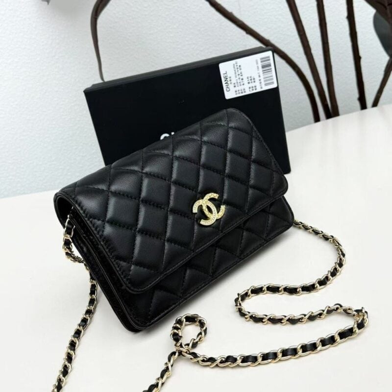 【AT10218】Chanelシリーズ ラムスキンチェーンバッグ 黒 ステッチラムスキングレイン | Chanel
