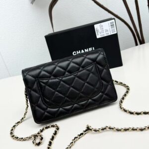 【AT10218】Chanelシリーズ ラムスキンチェーンバッグ 黒 ステッチラムスキングレイン | Chanel